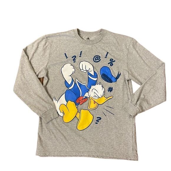 NEW Disney Angry Donald Duck Long Sleeve Tee Men’s Large Runs Small - Picture 1 of 5